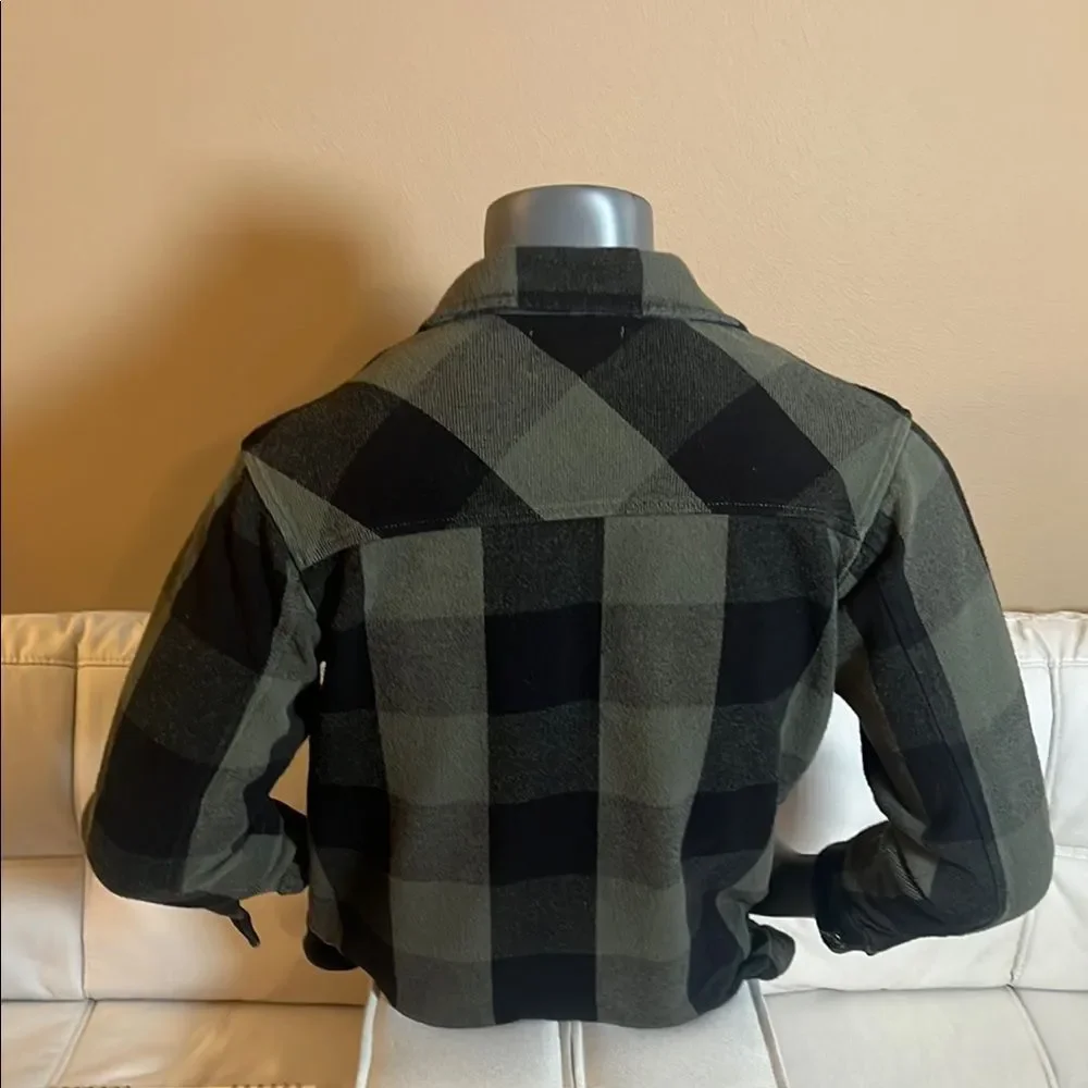 Lucky Brand Men’s Green & Black Flannel Shirt Jacket with Pockets Size Small
